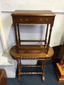 A single drawer side table and an oblong occasional table