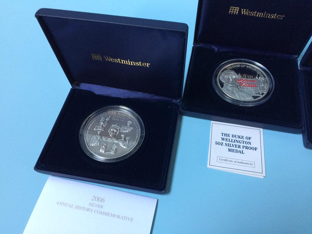 Five Westminster Silver Proof Commemorative coins, each weighing 5oz - Image 2 of 3