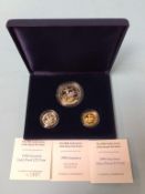 A 1998 Guernsey coin set, to include a 24ct gold £25 coin, weight 7.81g, a £1 sterling silver coin