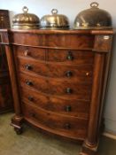 A Victorian bow front chest of drawers, 125cm wide