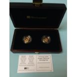 A 2004 and 2005 St George and the Dragon Gold Proof sovereign pair, 22ct gold, weight 15.96g