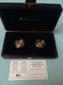 A 2004 and 2005 St George and the Dragon Gold Proof sovereign pair, 22ct gold, weight 15.96g