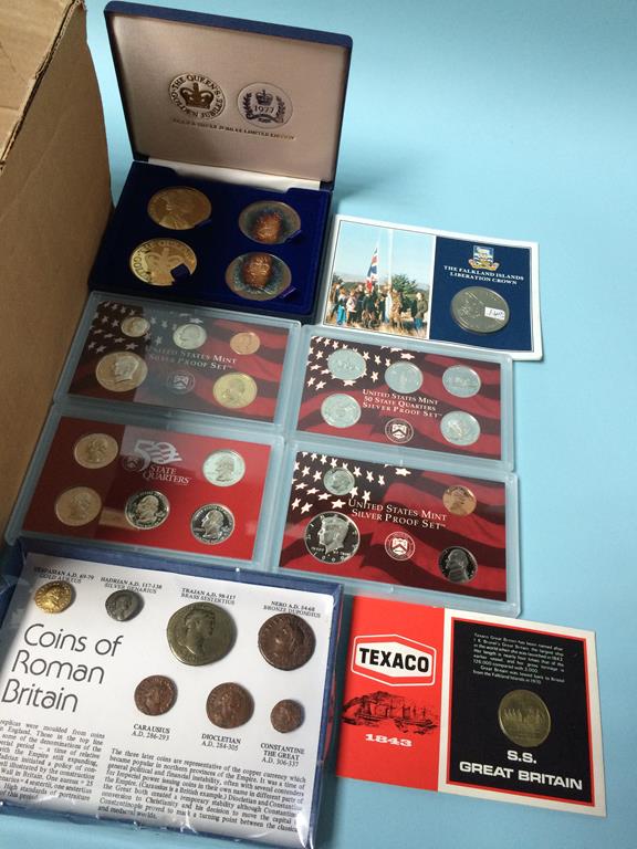 A box of various Commemorative coinage, to include 1999, 2000, 2001 US Mint Silver Proof Sets etc. - Image 4 of 5