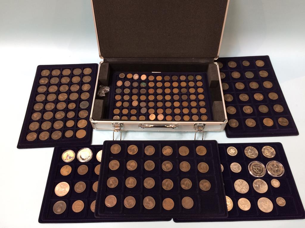 A coin collection, in aluminium case