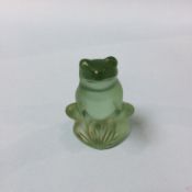 A Lalique green seated Frog