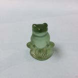 A Lalique green seated Frog