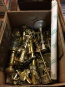 Assorted brassware, to include carriage lamps