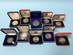 Ten various sterling silver coins