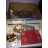 Assorted coins, stock share certificate etc.