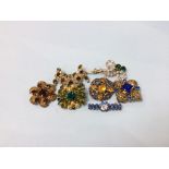 A collection of vintage costume jewellery brooches