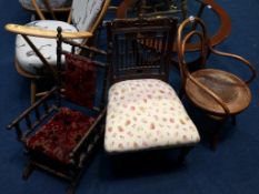 A child's American rocking chair, a single nursing chair and a child's Bentwood chair