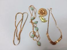 A quantity of gold coloured costume jewellery