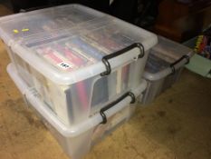 Three boxes of DVDs