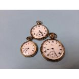 Three gold plated pocket watches