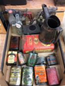 A collection of oil cans etc.