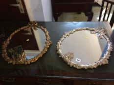 Two decorative metal framed mirrors, 48cm x 41cm