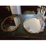 Two decorative metal framed mirrors, 48cm x 41cm