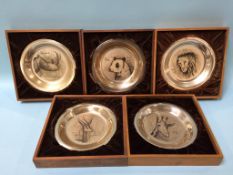 Five 925 standard silver Bernard buffet dishes, each 6.9oz approx.