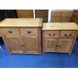 Two oak cabinets, 89cm and 75cm wide