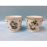 A pair of Herend ice pails, decorated with butterflies and birds (2), 14.5cm height