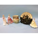 Three Royal Doulton figures, 'Sarah', 'Ninette', ''Alexandra' etc. (5)