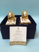 A boxed pair of Royal Worcester Imari 'Trafalgar Lions', with certificate