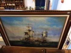 A large modern oil on canvas, Seascape, in gilt frame