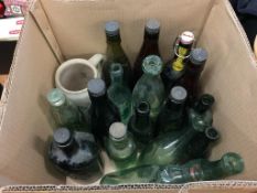 A collection of various bottles