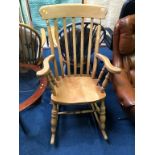 A lathe back rocking chair