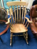 A lathe back rocking chair