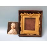 Portrait, oil on card, label verso, 'Portrait of Beatrice Ceni after Guido Reni', 9.4cm x 11.4cm,