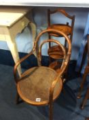 A child's Bentwood chair and a Cake stand