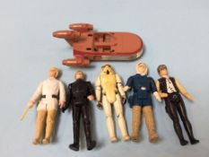 Vintage Star Wars figures, Luke Skywalker etc. (5)