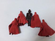 Vintage Star Wars figures, four Imperial Guards and Darth Vader (5)