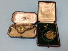 Two ladies gold plated wrist watches