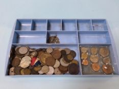 A tray of assorted loose coins