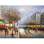B. Sanchez, modern oil, signed, 'Parisian street scene', 59cm x 90cm