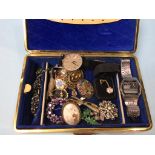 A jewellery box and collection of costume jewellery