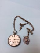 A silver pocket watch and Albert