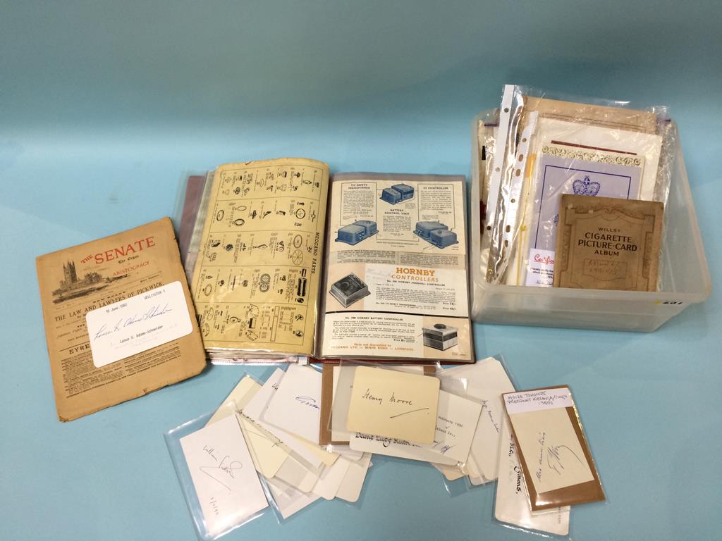 Assorted ephemera, to include indentures, political photographs and catalogues etc.