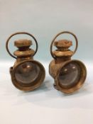 Two brass carriage lamps