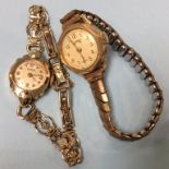 A Ladies 9ct gold watch and a plated watch. (2)