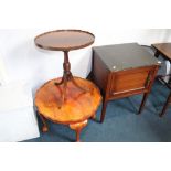 A slate topped cabinet and two occasional tables