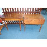 An oak drop leaf table and a 19th century mahogany tea table