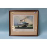 Limited Edition print after Laurence Bagley, 'RMS Titanic', signed in pencil by the artist and B.