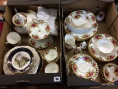 Quantity of Royal Albert 'Old Country Roses' china, in two boxes