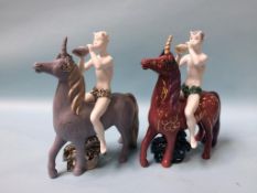 Two limited edition Lladro figures 'Faun and Unicorn', boxed, with certificates