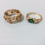 A 14ct gold and diamond ring, 5 grams and and an 18k ring, 3 grams