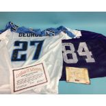 Signed Eddie George, Tennessee Titans, Running Back, American Football Hall of Fame, 2011 NFL