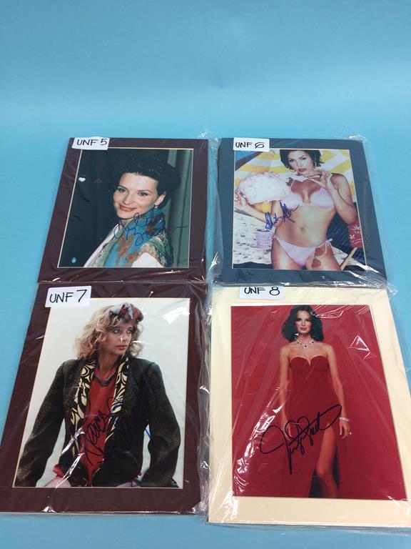 Signed photos, Tiffany Shepis, Sylvia Sims, Juliette Binoche, Uma Thurman, Loni Anderson, Krista